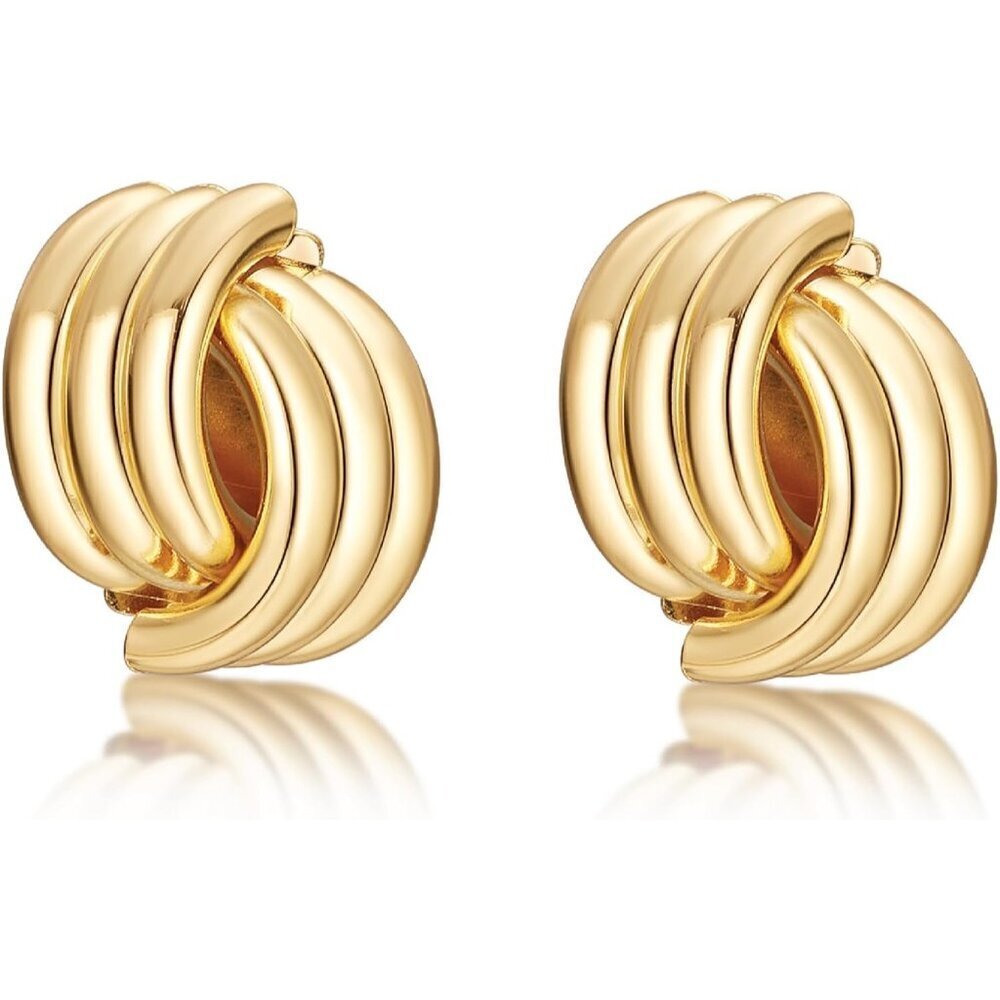 Women's Gold Chunky Knot Lightweight Trendy Jewelry Earrings 14k Gold Plated